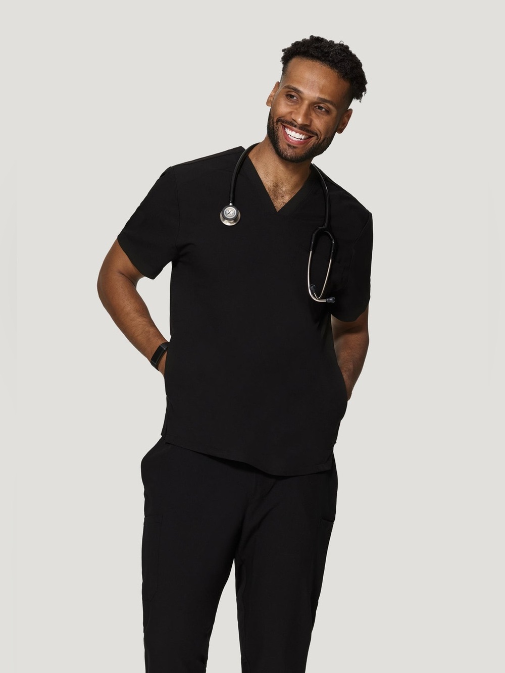 Mandala Men’s Three Pocket Scrub Top Black